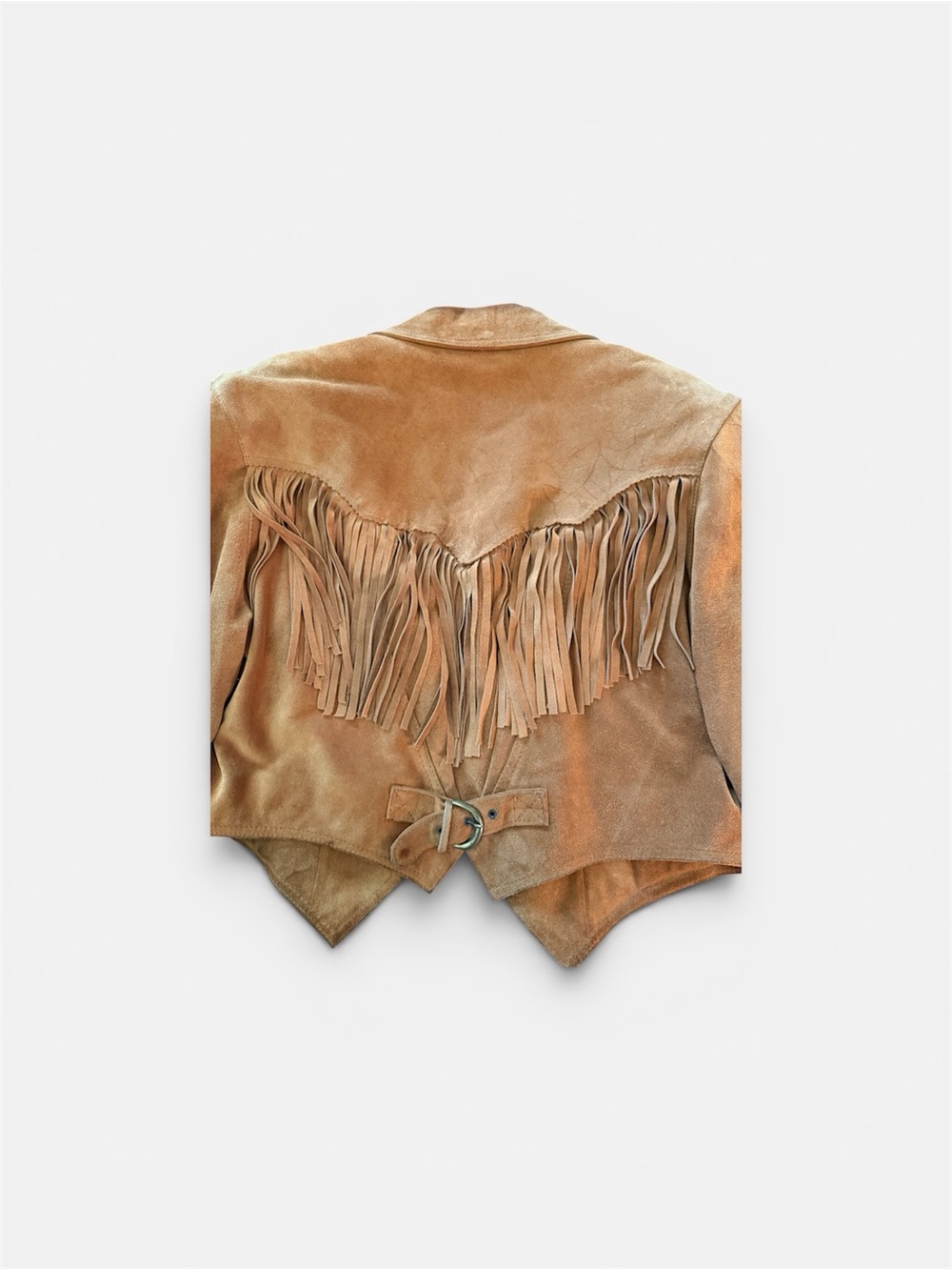 Vintage Vera Pelle Fringed Suede Cropped Jacket - Tan - Picture 2 of 7